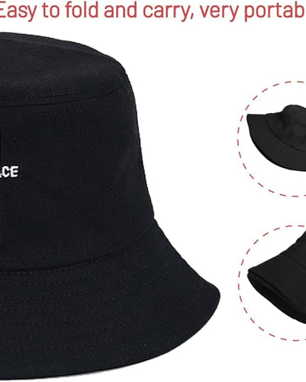 Cotton Bucket Hat for Women Men Summer Travel Sun Beach Bucket Cap, Unisex Outdoor Fisherman Hat