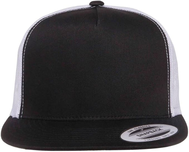 Yupoong 5-Panel YP Classic Trucker Cap | High Profile Flat Visor Snapback | OSFM | Bulk Packs Available