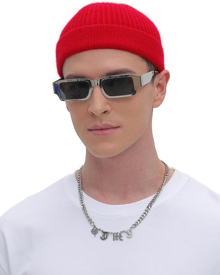 ROYBENS Thin Swag Wool Short Fisherman Beanie for Men Women, Knit Cuff Trawler Beanie Watch Hat, Soft Spring Fall Skull Cap