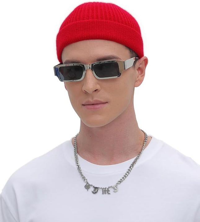ROYBENS Thin Swag Wool Short Fisherman Beanie for Men Women, Knit Cuff Trawler Beanie Watch Hat, Soft Spring Fall Skull Cap