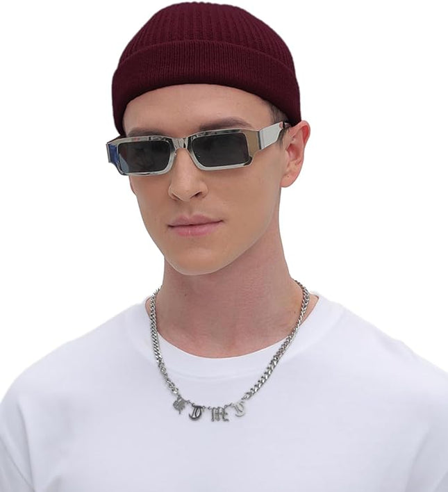 ROYBENS Thin Swag Wool Short Fisherman Beanie for Men Women, Knit Cuff Trawler Beanie Watch Hat, Soft Spring Fall Skull Cap