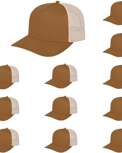Cap America i3039 Classic 5 Panel Mid Profile Structured Trucker Mesh Back Cap w/ & Adjustable Snapback