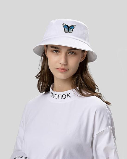 XYIYI Fashion Embroidery Bucket Hat Cotton Beach Fisherman Hats for Women Girls