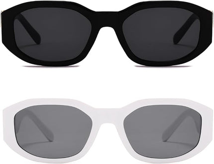 BUTABY Rectangle Sunglasses for Women Retro Driving Glasses 90’s Vintage Fashion Irregular Frame UV400 Protection
