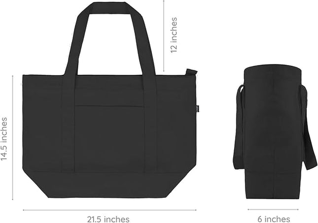 Eco Right Canvas Tote Bag for Women with Zip & Inner Pocket, 100% Organic Cotton Tote Bags for Men, Shopping, Beach