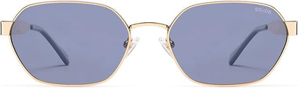 SOJOS Trendy Polarized Hexagon Sunglasses for Women Men, UV400 Retro Rectangle Shades SJ1238