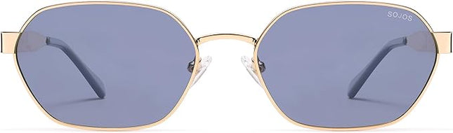 SOJOS Trendy Polarized Hexagon Sunglasses for Women Men, UV400 Retro Rectangle Shades SJ1238