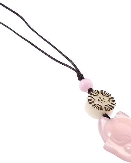 Mikikit Fox Phone Chain Pendant for Women Pink Animal Key Decoration and Small Phone Charm Hanging Accessory Creative Bag Pendant and Keys