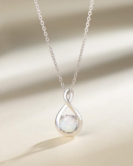 FANCIME Birthstone Necklaces for Women Fine Jewelry Sterling Silver Dainty Infinity Pendant Anniversary Birthday Christmas Gifts for Her Wife Mom Lady Daughter, Chain 16"+2" Extend