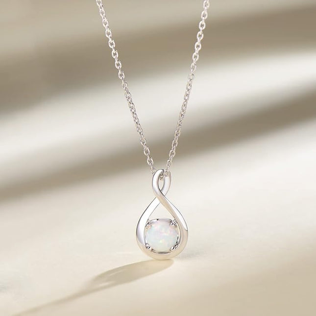 FANCIME Birthstone Necklaces for Women Fine Jewelry Sterling Silver Dainty Infinity Pendant Anniversary Birthday Christmas Gifts for Her Wife Mom Lady Daughter, Chain 16"+2" Extend