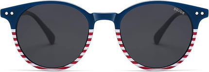 SOJOS Small Round Classic Polarized Sunglasses for Women Men Vintage Style UV400 Lens MAY SJ2113