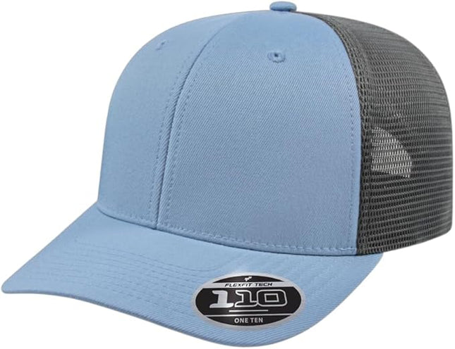 Cap America i8502 Flexfit 110 Premium Mid Profile 6-Panel Mesh Back Trucker Cap Hat w/UV Guard & Adjustable Snapback