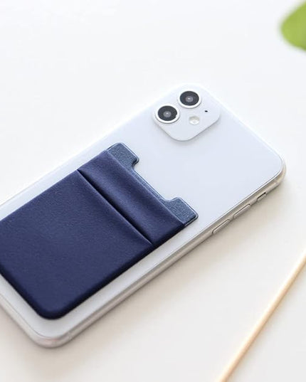 2Pack Adhesive Phone Pocket,Cell Phone Stick On Card Wallet Sleeve,Credit Cards/ID Card Holder(Double Secure) with Sticker for Back of iPhone,Android and All Smartphones-Black&Navy Blue