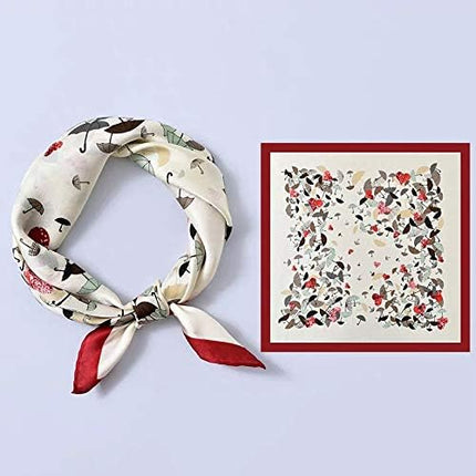 ANDANTINO 100% Mulberry Silk Scarf -21” Lightweight Square Neckerchief – Breathable Digital Printed Scarves with Gift Packed