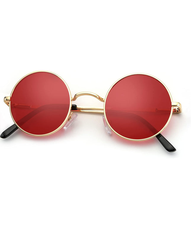 KALIYADI Round Polarized Sunglasses for Men Women Retro Metal Hippie Circle Style Sun Glasses UV Protection