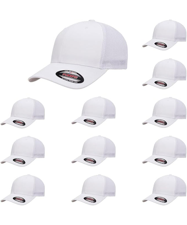 Flexfit 6511 Fitted Mid-Profile Stretchable Mesh Panels Trucker Cap | Bulk Pack Available