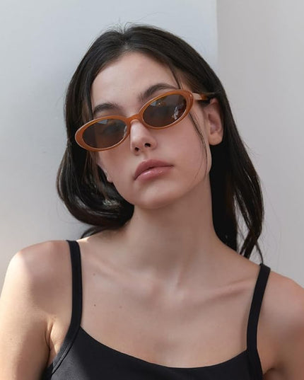 90s Sunglasses for Women Men Retro Small Oval Sunglasses