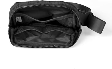 C.C Quilted Puffer Fanny Pack For Women Unisex - Daily Waist Crossbody Belt bag With Adjustable Strap (Black)