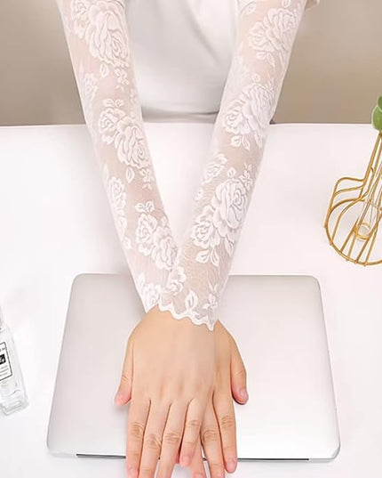 Women's Short Lace Gloves Fingerless for Driving Wedding Wrist Length Bridal Prom Gloves