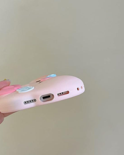 Case Compatible with iPhone 15 Pro,Cute 3D Kawaii Funny Pig Bow Cartoon Cover with Keychain Soft Silicone Gel Drop Protector Women Girls