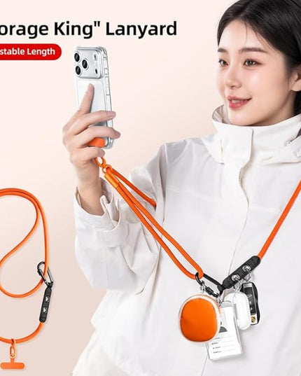 Phone Lanyard Phone Strap Crossbody with Hanging Loops 2 Tabs Adjustable Anti Theft for iPhone 17 Pro Max All Phones Skin-Friendly Universal Cell Phone Neck Lanyard for Daily Outdoor Orange