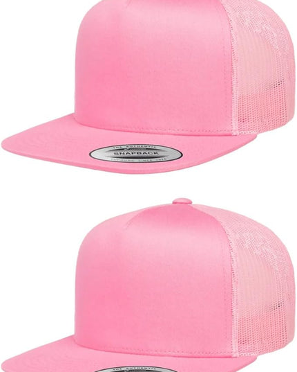 Yupoong 5-Panel YP Classic Trucker Cap | High Profile Flat Visor Snapback | OSFM | Bulk Packs Available