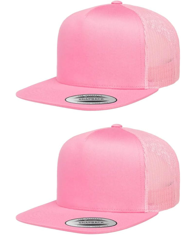 Yupoong 5-Panel YP Classic Trucker Cap | High Profile Flat Visor Snapback | OSFM | Bulk Packs Available