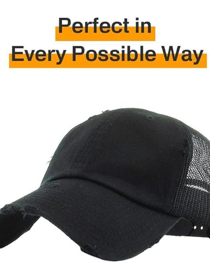 KBETHOS Vintage Washed Distressed Cotton Dad Hat Baseball Cap Adjustable Polo Trucker Unisex Style Headwear