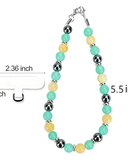 Marble Beaded Phone Wrist Strap, Cellphone Lanyard with Tether Tab, Hands-Free Wristlet Bracelet