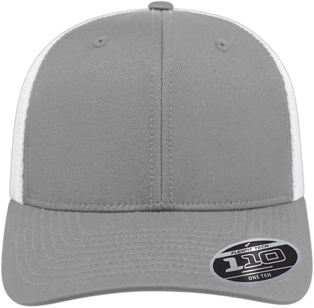Cap America i8502 Flexfit 110 Premium Mid Profile 6-Panel Mesh Back Trucker Cap Hat w/UV Guard & Adjustable Snapback