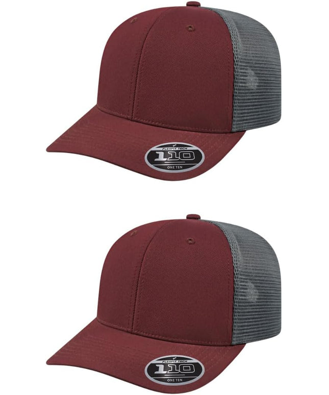 Cap America i8502 Flexfit 110 Premium Mid Profile 6-Panel Mesh Back Trucker Cap Hat w/UV Guard & Adjustable Snapback
