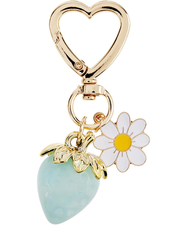 Agromusk Cute Strawberry Keychain,Bag Charms,Kawaii Heart Flower Daisy Key chains Accessories Decor for Girls Purse Gift