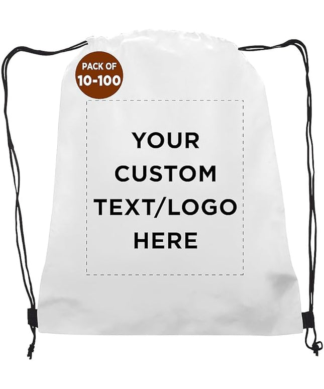 DISCOUNT PROMOS Custom Non-Woven Drawstring Backpacks Set of 10/50/100, Personalized Bulk Pack