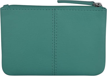 ili New York Mini Leather Coin Purse, Compact Design with Key Ring and RFID Protection for Women and Men in Vibrant Colors, Aqua