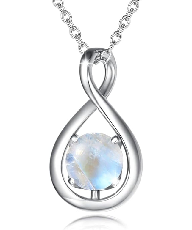 FANCIME Birthstone Necklaces for Women Fine Jewelry Sterling Silver Dainty Infinity Pendant Anniversary Birthday Christmas Gifts for Her Wife Mom Lady Daughter, Chain 16"+2" Extend
