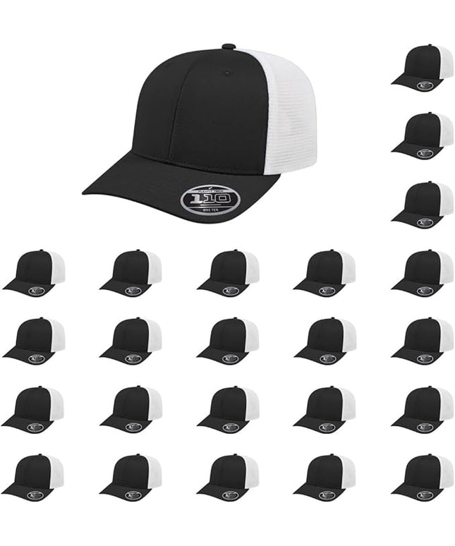 Cap America i8502 Flexfit 110 Premium Mid Profile 6-Panel Mesh Back Trucker Cap Hat w/UV Guard & Adjustable Snapback