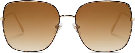 SOJOS Trendy Oversized Square Metal Frame Sunglasses for Women Men Retro Big Flat Lens UV Protection Sunglasses SJ1146