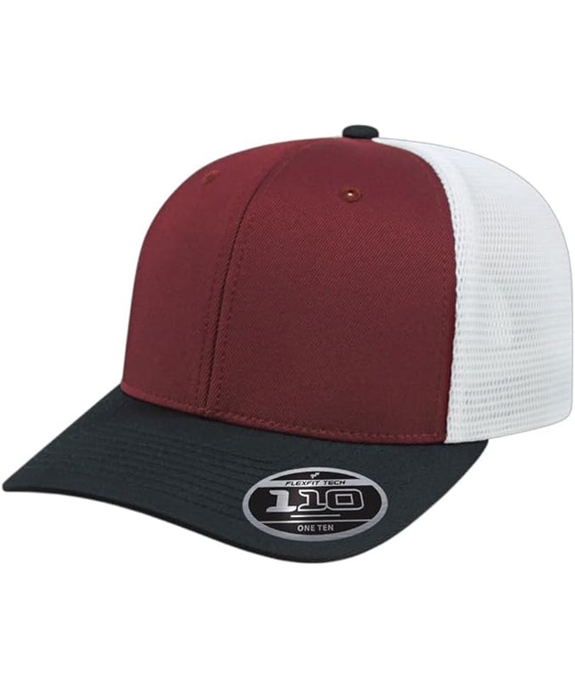 Cap America i8502 Flexfit 110 Premium Mid Profile 6-Panel Mesh Back Trucker Cap Hat w/UV Guard & Adjustable Snapback
