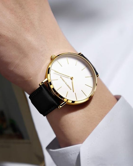 Roberto Marino RM1423 Men’s Luxury Watch – Japanese Quartz, Leather Strap, White Dial, 3 ATM Water Resistant
