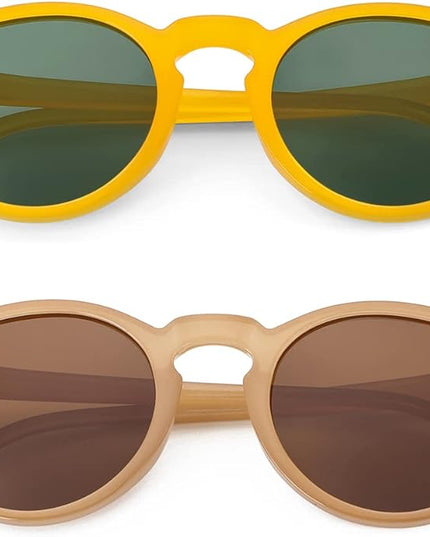 Gleyemor Vintage Polarized Sunglasses for Men Round Sunglasses UV400 Protection Retro Hand-crafted Acetate Frame