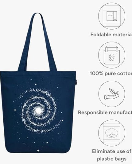 Ecoright Tote Bag for Women with Zipper, Small Tote Bag, Canvas Bag, Reusable Cotton Bag for Beach, Grocery, School & Work