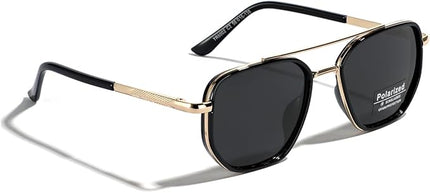 Polarized TR90 Sunglasses Vintage Square Flattop Sun Glasses Double Bridge Metal UV400 Eyewears