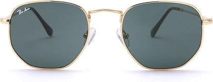 Pro Acme Small Square Sunglasses for Women Men 100% Real Glass Lens Hexagonal Frame
