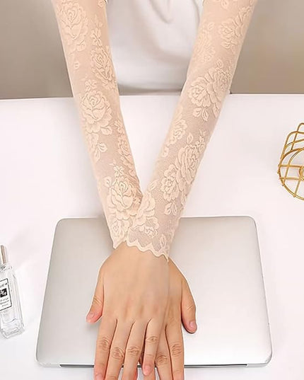 Women's Short Lace Gloves Fingerless for Driving Wedding Wrist Length Bridal Prom Gloves