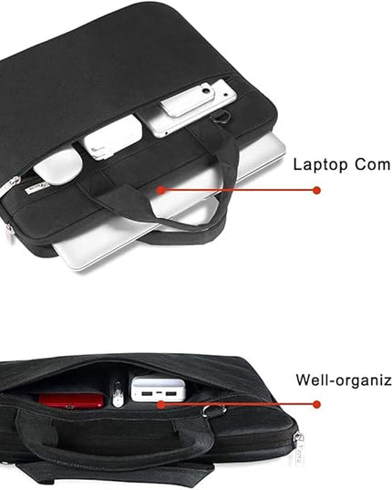 Voova Laptop Bag 13-14 Inch, 360° Protective Laptop Case Sleeve with Shoulder Strap Compatible with Macbook Air 13, MacBook Pro 13/14, Waterproof Computer Bag Slim Briefcase for Men Women, Black