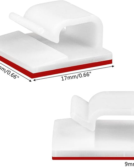 SOULWIT 50 Pcs Self Adhesive Cable Management Clips, Cable Organizers Sticky Wire Clips Cord Holder for TV PC Laptop Ethernet Cable Desktop Home Office (White)