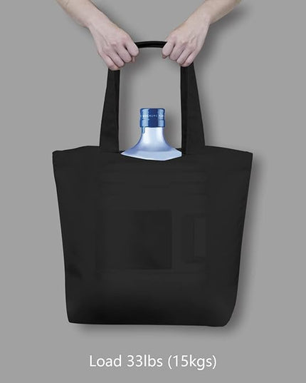 TOPDesign 12-Pack Super Strong Large 12oz Cotton Canvas Tote Bags, Reusable Grocery Shopping Cloth Bags, Fashionable Two-Tone Totes for Crafts, DIY Your Creative Designs