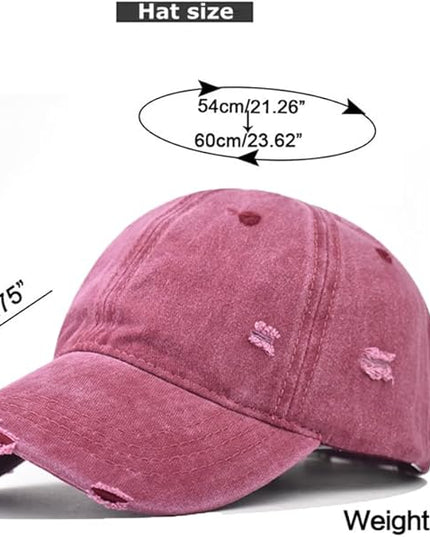 Classic Vintage Distressed Baseball Cap, Washed Cotton, Adjustable Fit