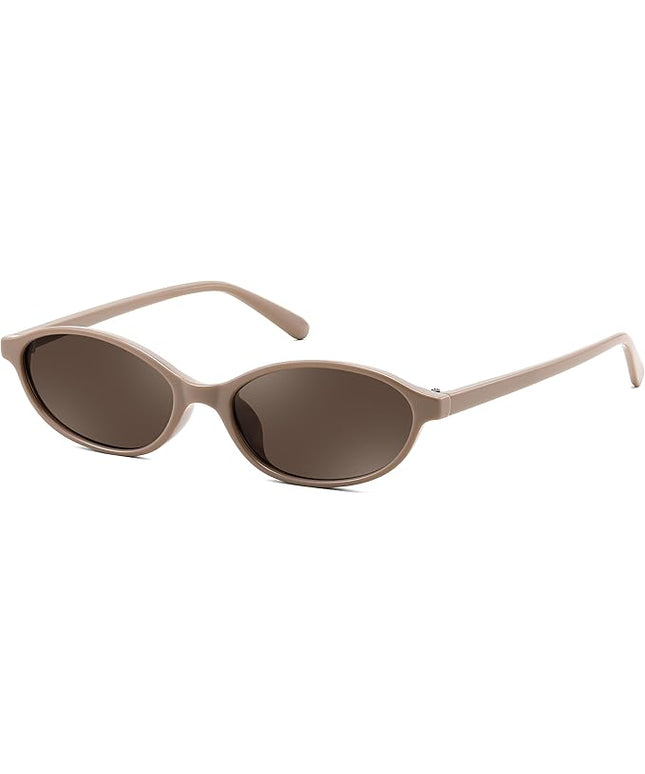 FEISEDY Retro Oval Cat Eye Sunglasses for Women 90s Narrow Lightweight Shades Y2k Trendy Sunnies B0257