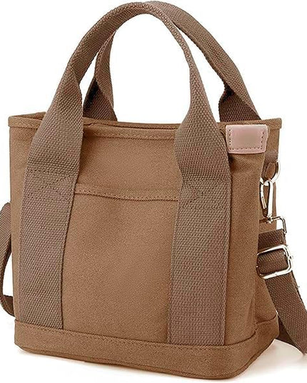 Small Tote Bag with Zipper, 2024 Canvas Multi-Pocket Crossbody Bag Shoulder Bag Satchel Hobo Bag Messenger Bag